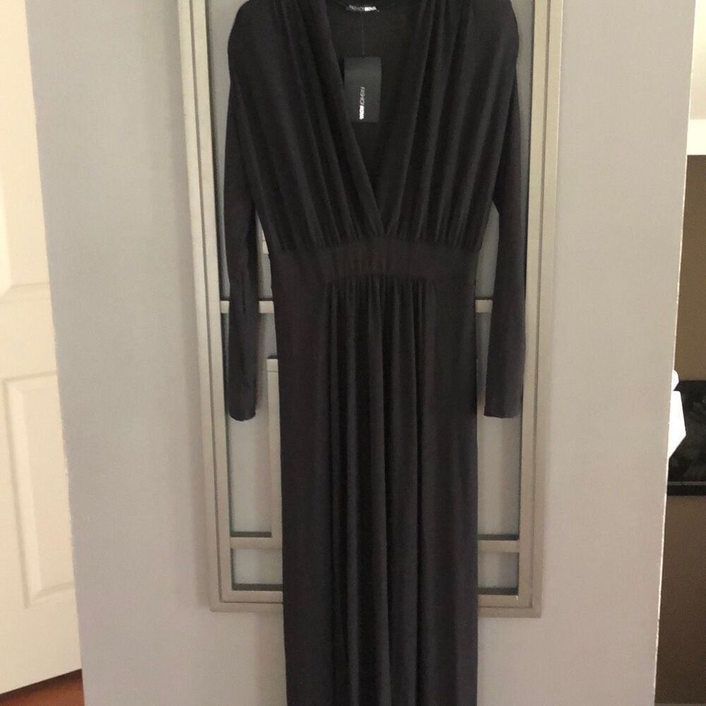 NWT Fashion Nova Black classic long dress with two side slits L